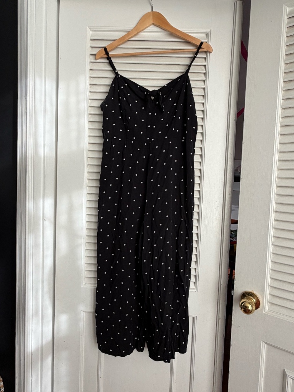 Old Navy Black White Polka Dot Sleeveless Wide Leg Jumpsuit Large
